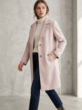 Reitmans Soft Pink Brushed Overcoat Size Large Notch Lapel Single-Breasted Coat